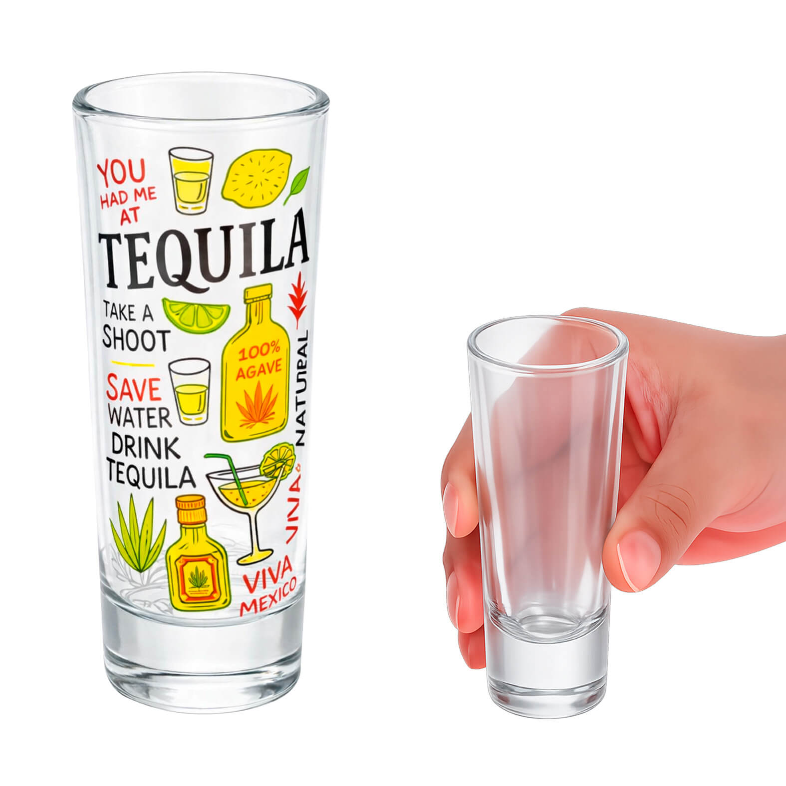 Tequilero de Vidrío Winky en color transparente