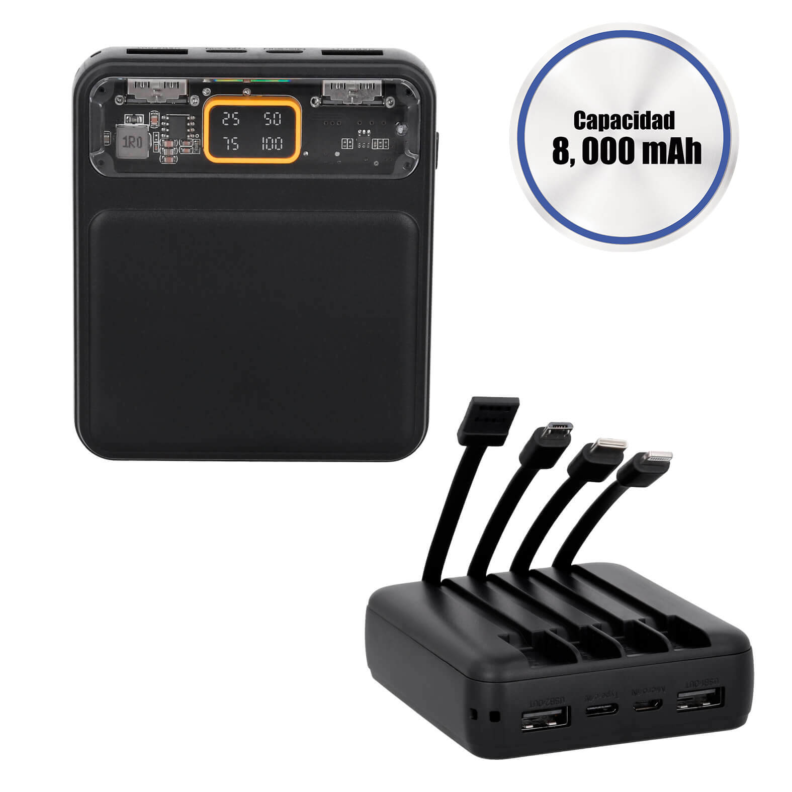 Power Bank Licht en color negro