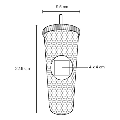 Plantilla con medidas y área de impresión de Vaso Mate