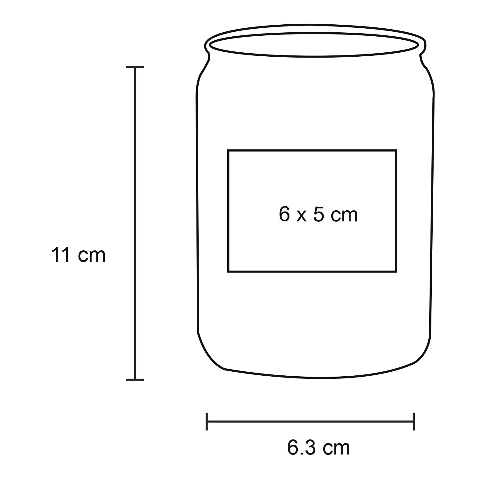 Plantilla con medidas y área de impresión de Vaso Fresca