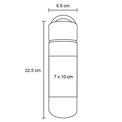 Plantilla con medidas y área de impresión de Termo Cider