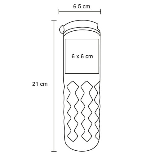 Plantilla con medidas y área de impresión de Termo Masato