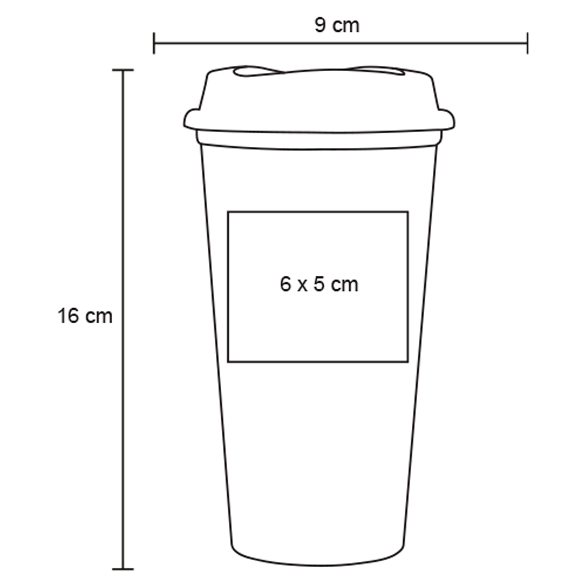 Plantilla con medidas y área de impresión de Vaso Sirena Pastel
