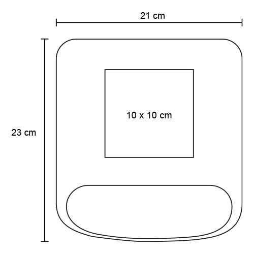 Plantilla con medidas y área de impresión de Mousepad Wriste
