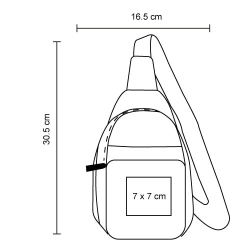 Plantilla con medidas y área de impresión de Bolsa de Hombro Minoz