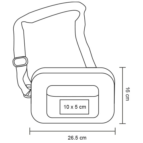 Plantilla con medidas y área de impresión de Bolsa de Hombro Curiot