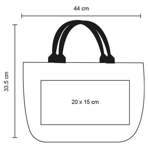 Plantilla con medidas y área de impresión de Bolsa Nick