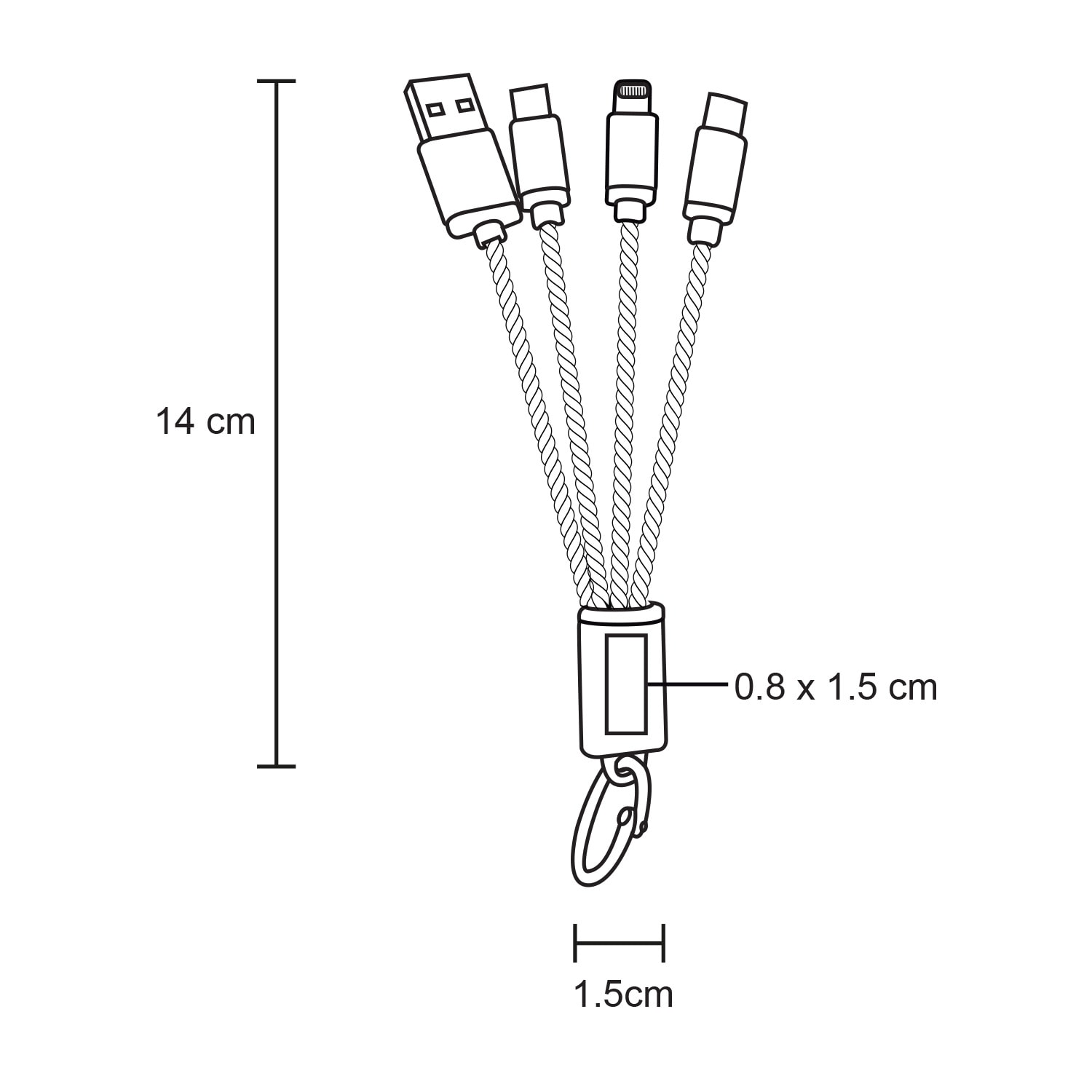 Plantilla con medidas y área de impresión de Cable Kabel