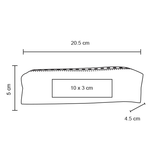 Plantilla con medidas y área de impresión de Lapicera Pencil