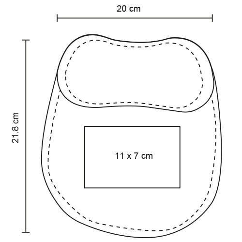 Plantilla con medidas y área de impresión de Mousepad Rivia