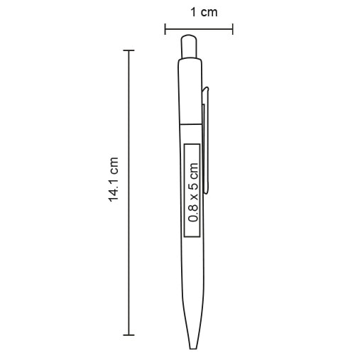Plantilla con medidas y área de impresión de Bolígrafo Hanko