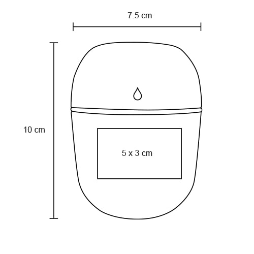 Plantilla con medidas y área de impresión de Humidifcador Vape
