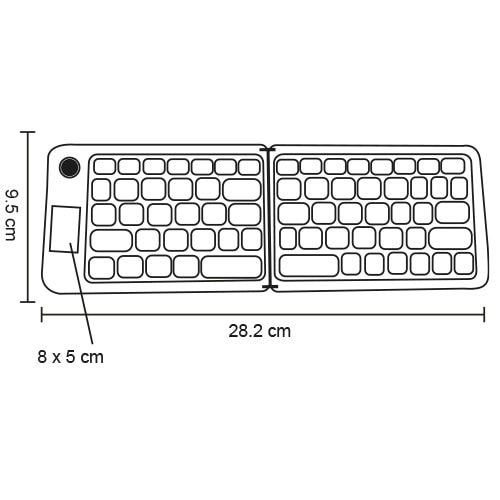 Plantilla con medidas y área de impresión de Teclado Ideza