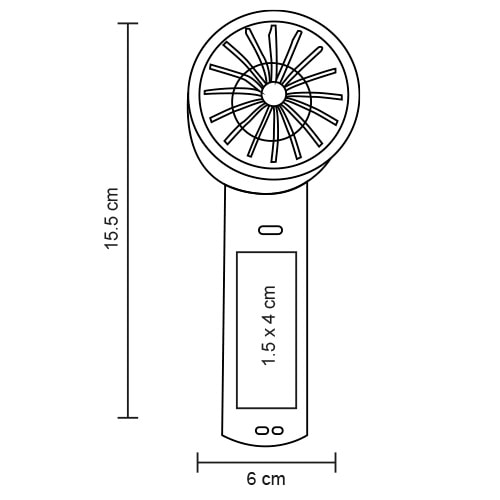 Plantilla con medidas y área de impresión de Ventilador Wind