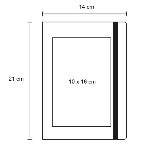 Plantilla con medidas y área de impresión de Libreta de Picon Picon