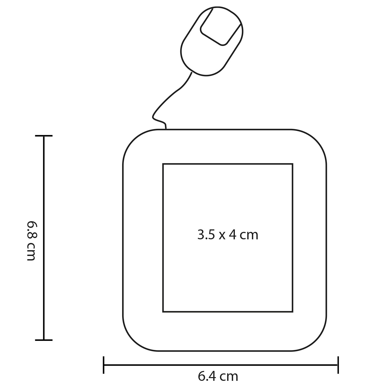 Plantilla con medidas y área de impresión de Power Bank Dinen
