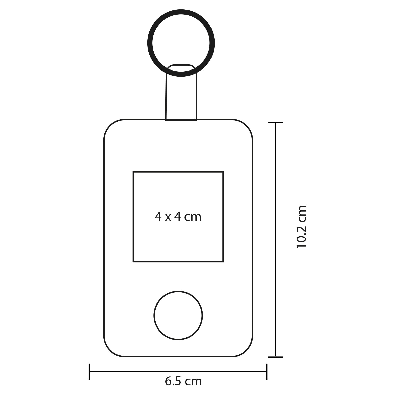 Plantilla con medidas y área de impresión de Power Bank Kane