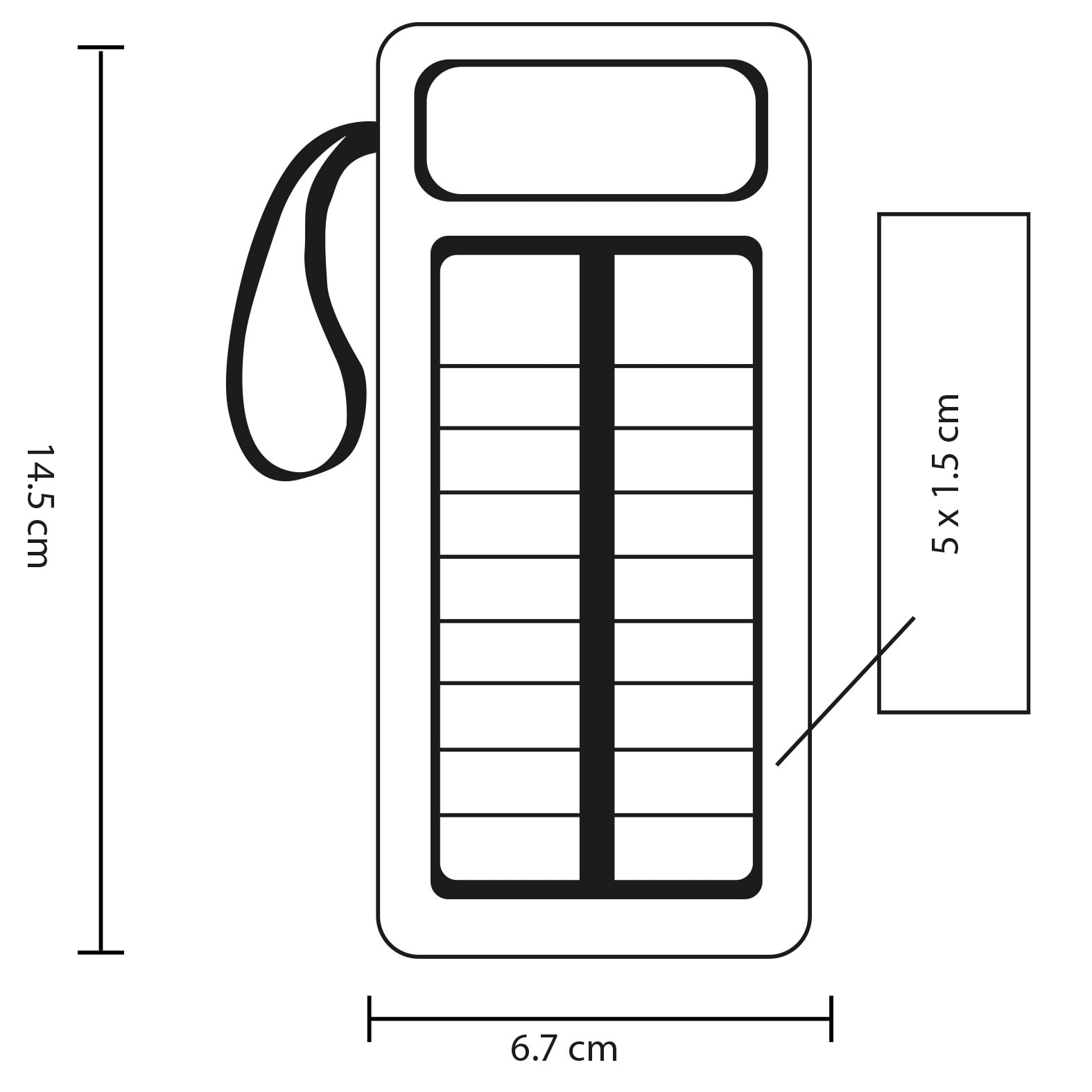 Plantilla con medidas y área de impresión de Power Bank Chesca