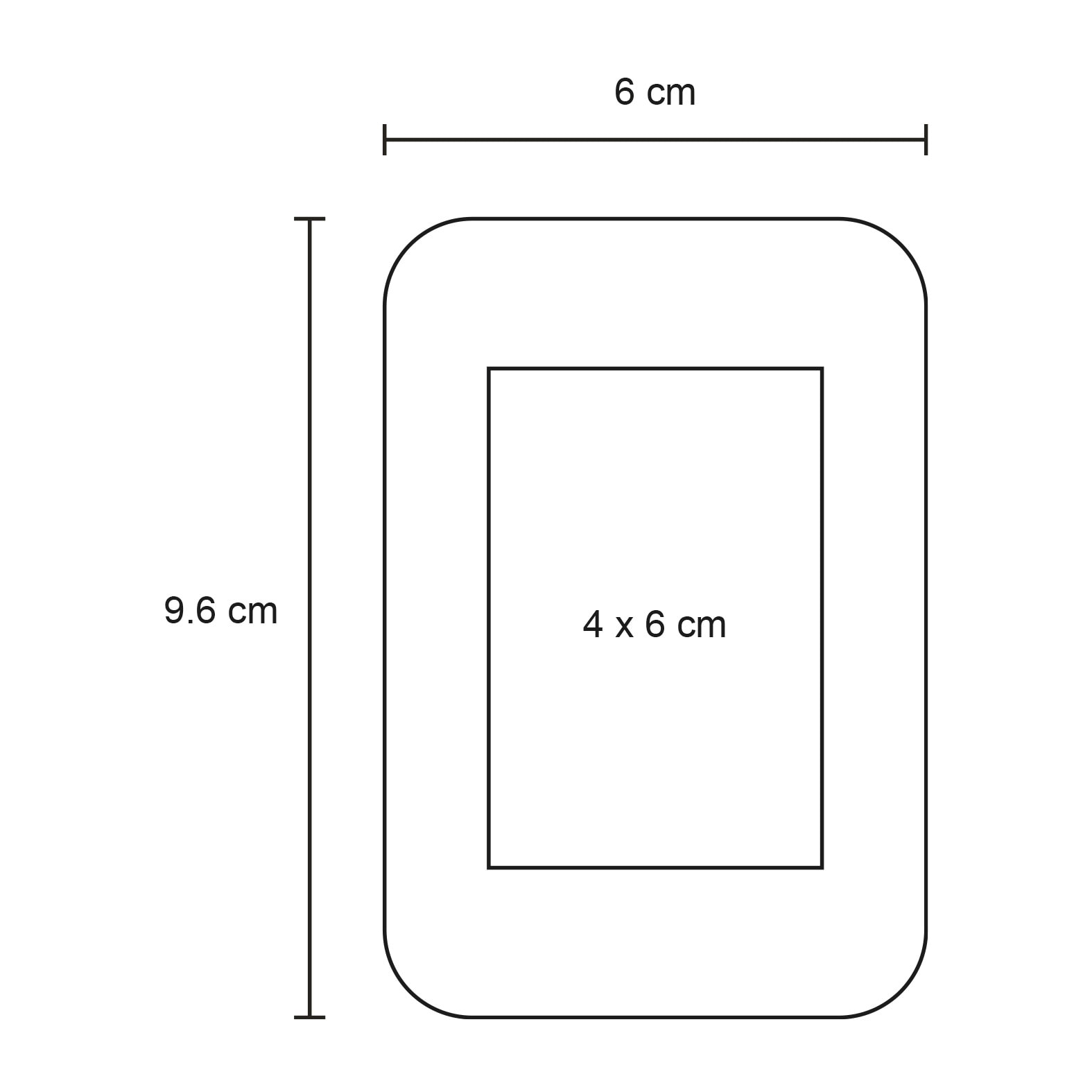 Plantilla con medidas y área de impresión de Power Bank Char