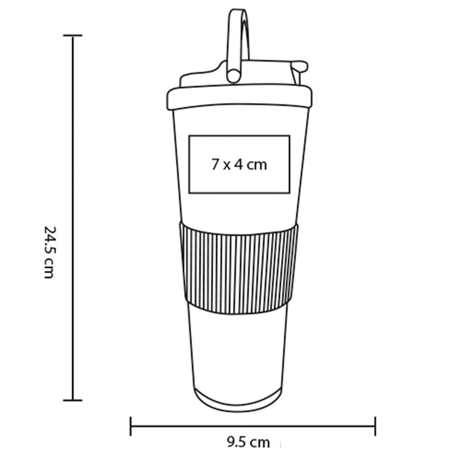 Plantilla con medidas y área de impresión de Vaso Odair