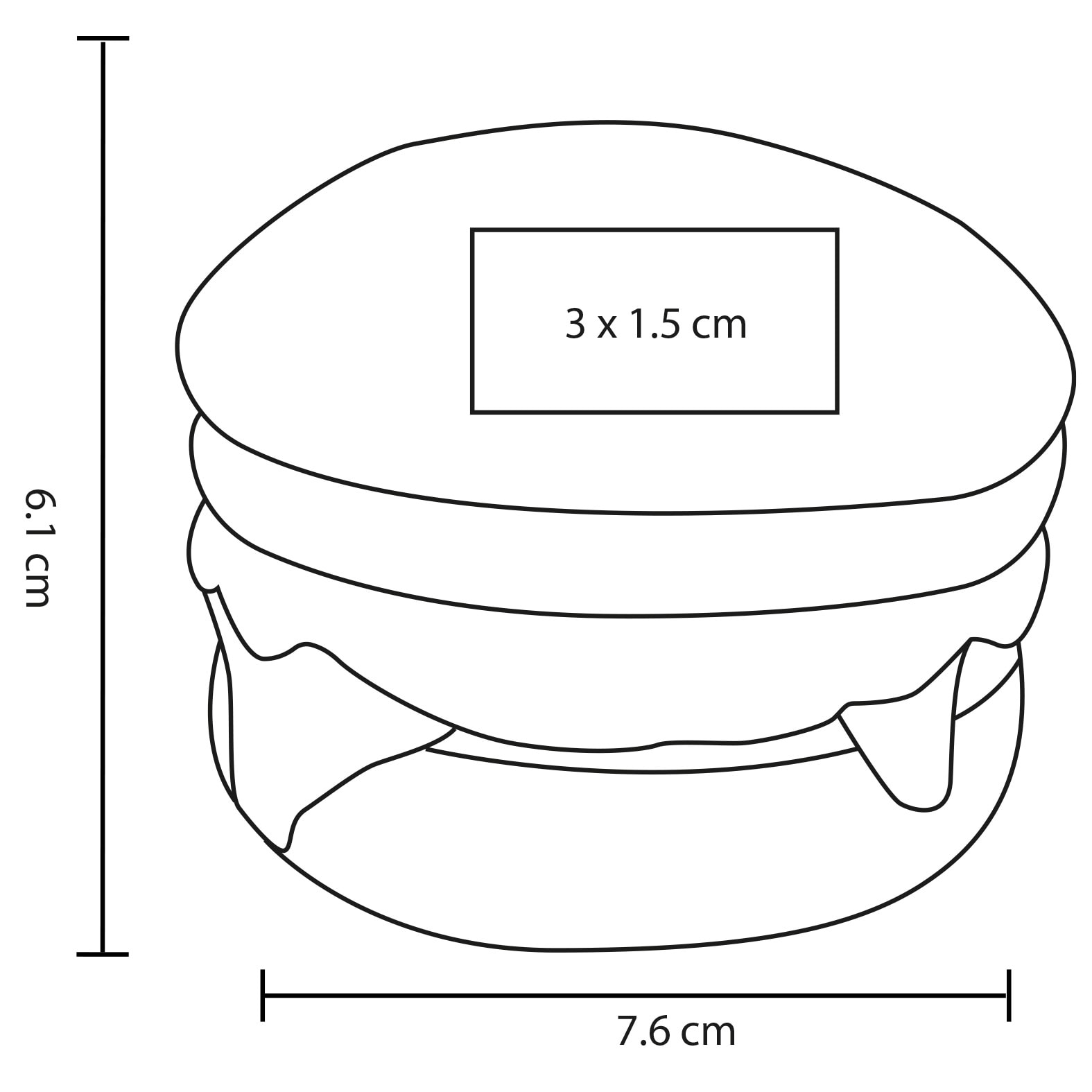 Plantilla con medidas y área de impresión de Squishy Wimpy