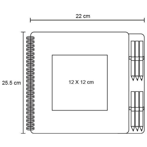 Plantilla con medidas y área de impresión de Libreta Sketch