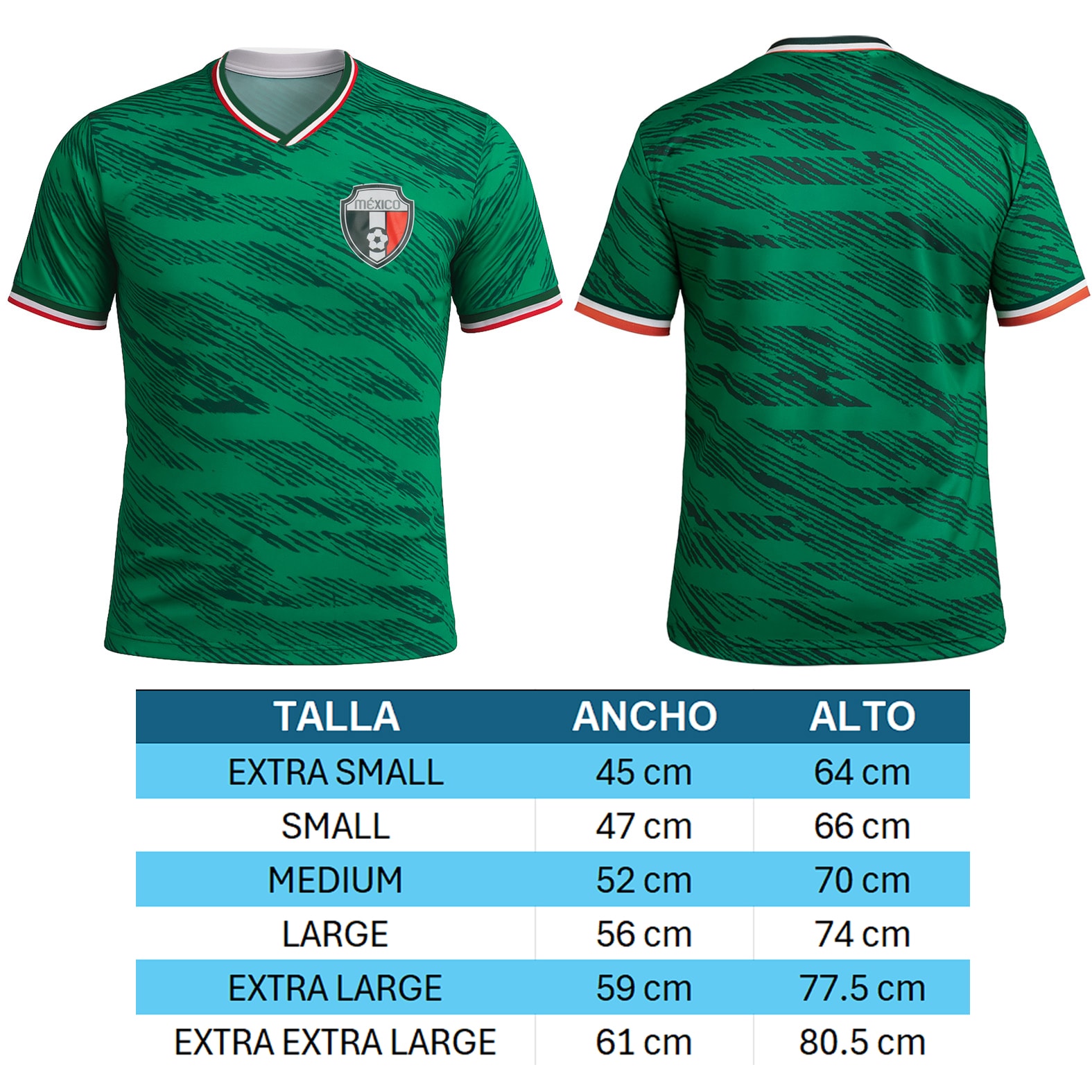 Plantilla con medidas y área de impresión de Playera Tricolor
