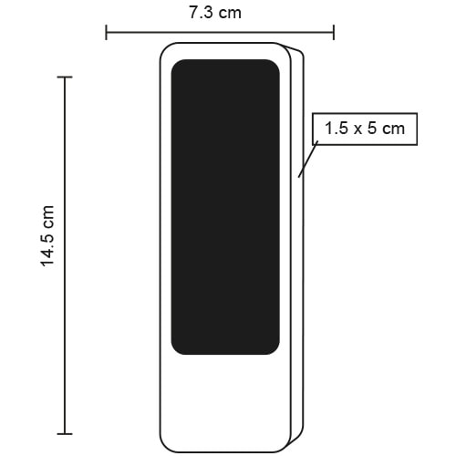 Plantilla con medidas y área de impresión de Power Bank Sonne