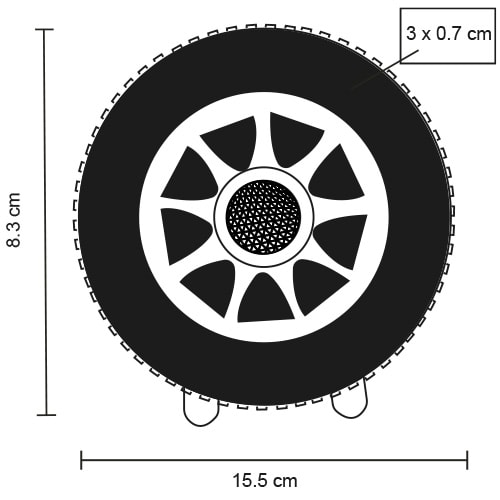 Plantilla con medidas y área de impresión de Bocina Bluetooth Pirelli