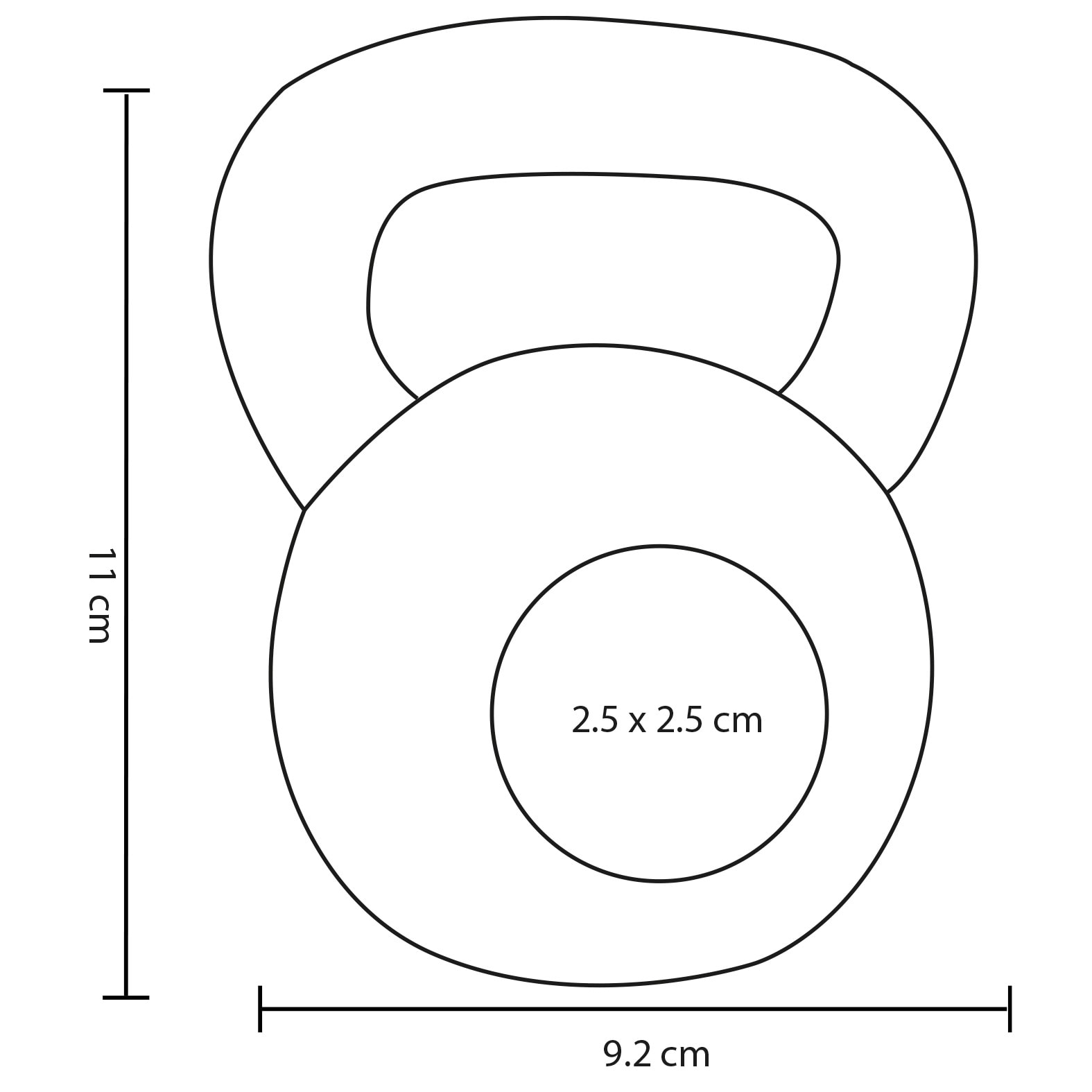 Plantilla con medidas y área de impresión de Squishy Pesa
