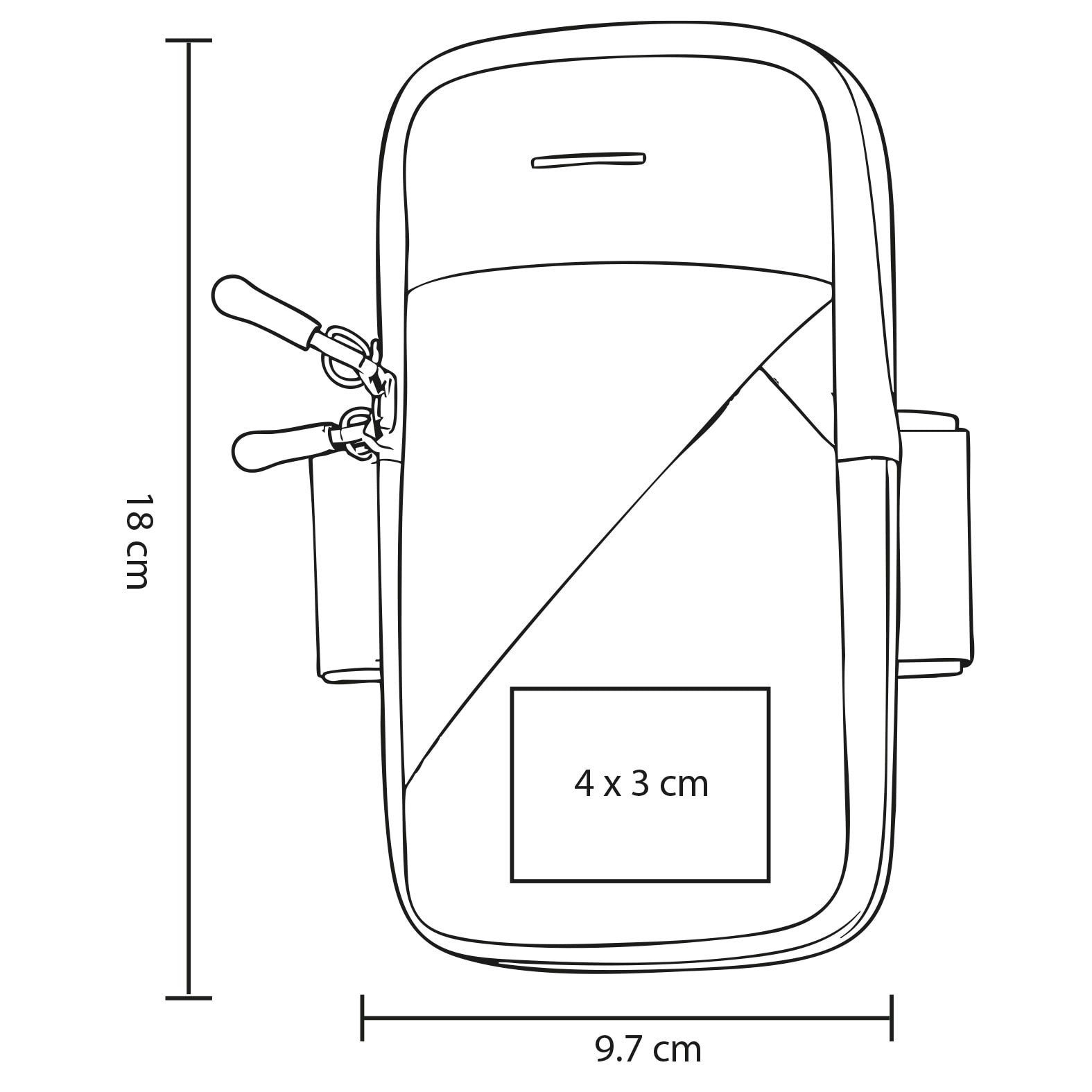 Plantilla con medidas y área de impresión de Bolsa para Celular Galtin