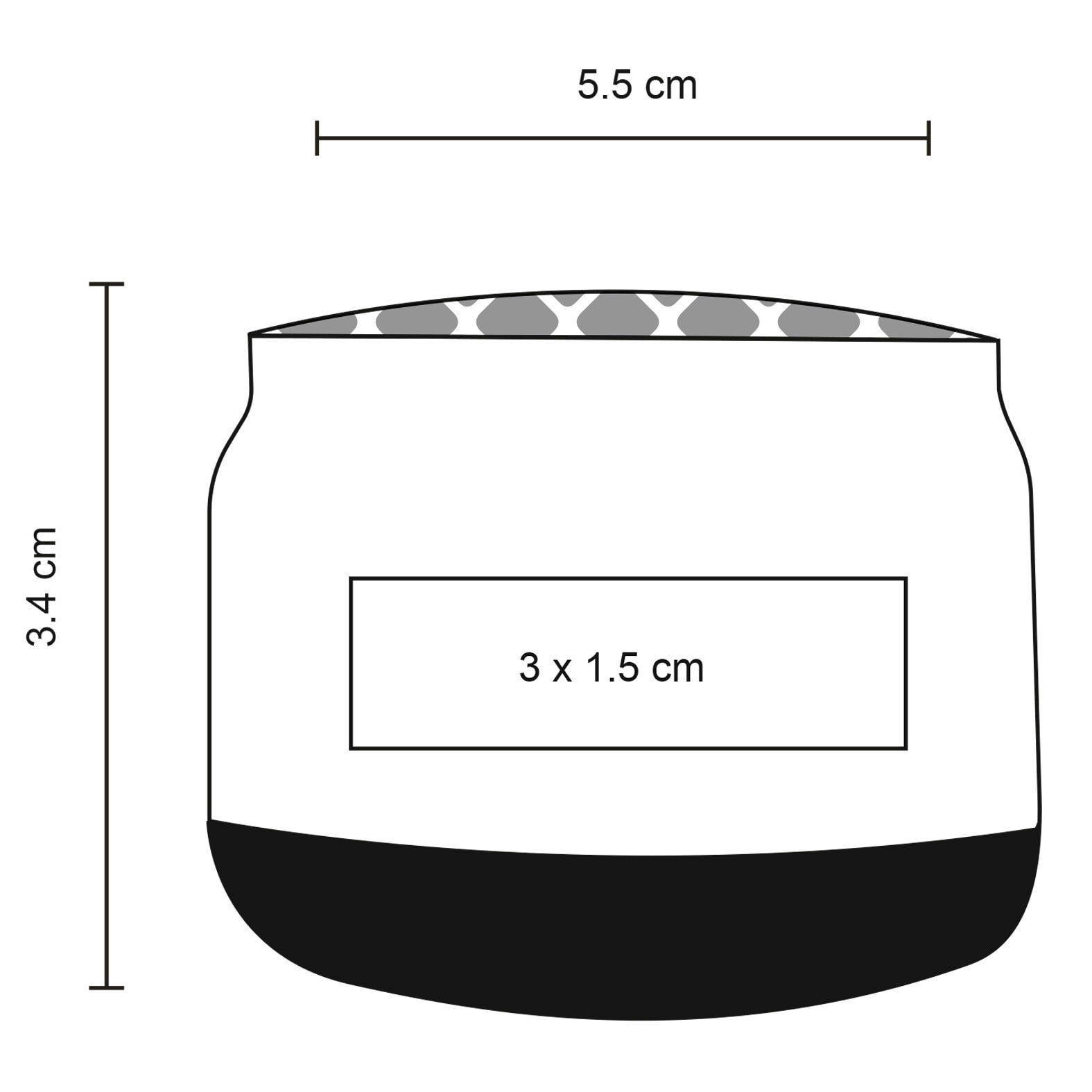 Plantilla con medidas y área de impresión de Bocina Bluetooth Jisso