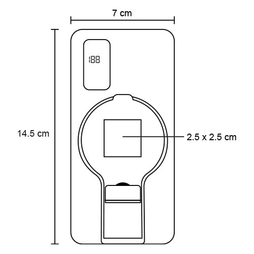 Plantilla con medidas y área de impresión de Power Bank Watt