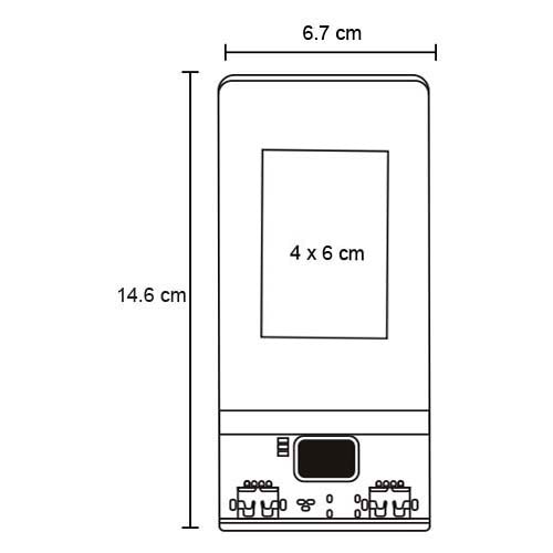 Plantilla con medidas y área de impresión de Power Bank Fast