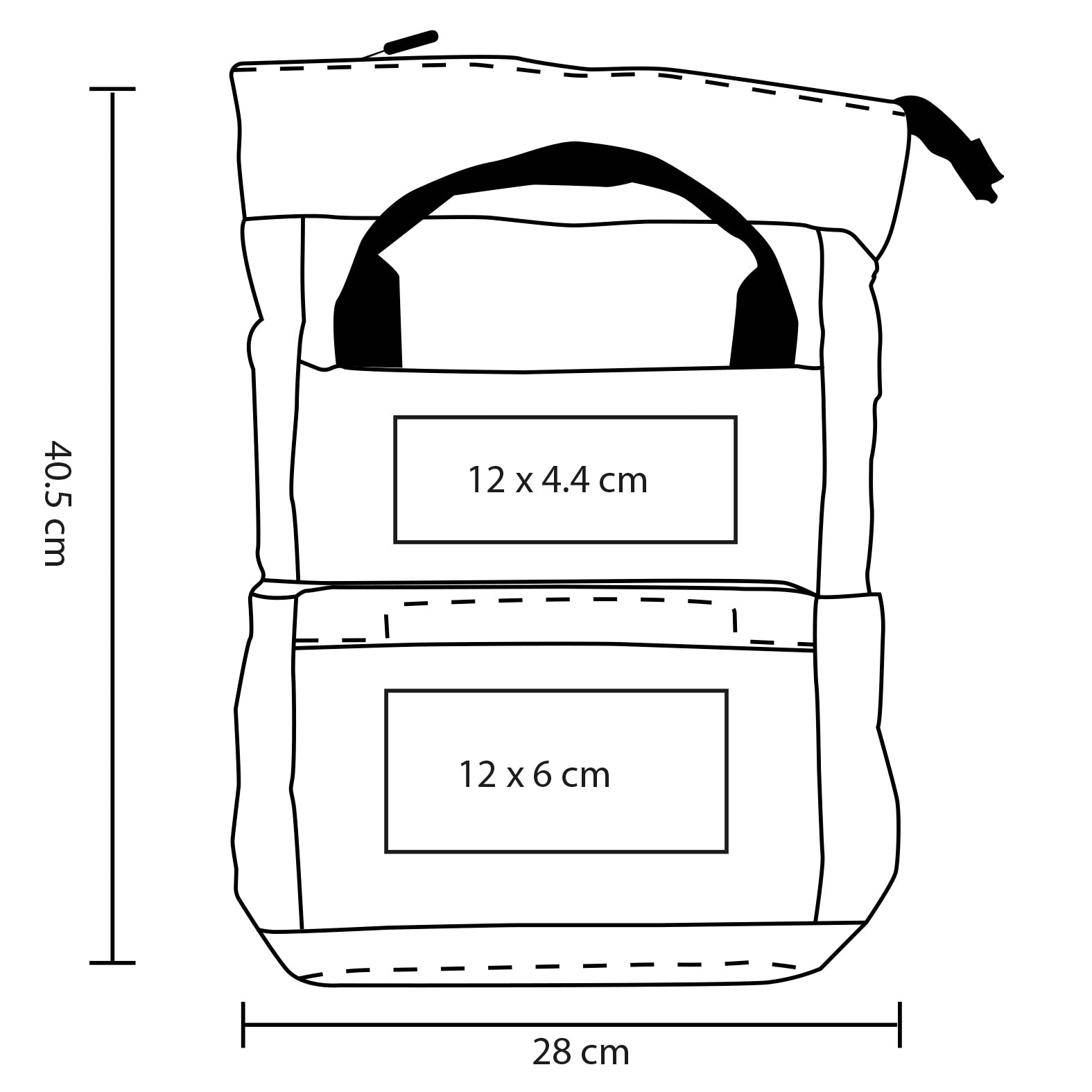 Plantilla con medidas y área de impresión de Mochila Stane