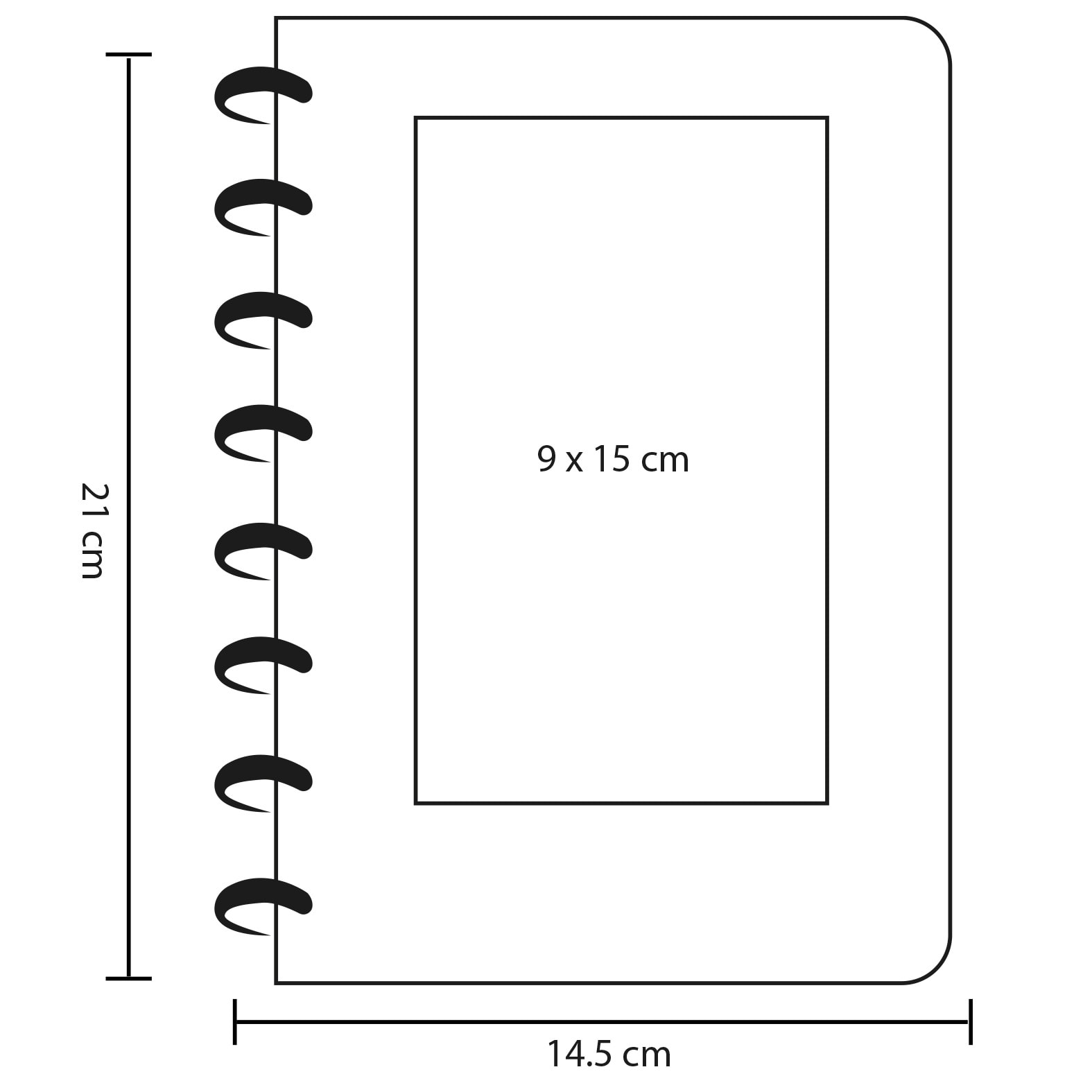 Plantilla con medidas y área de impresión de Libreta Milton
