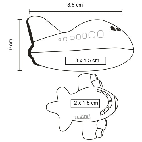 Plantilla con medidas y área de impresión de Avión Falcon