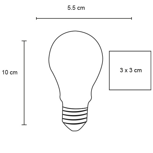 Plantilla con medidas y área de impresión de Foco Flare