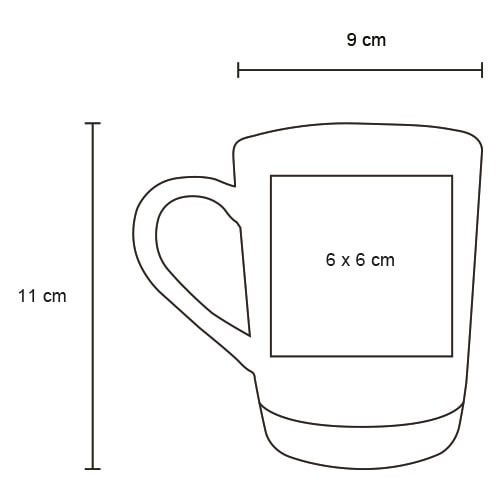 Plantilla con medidas y área de impresión de Taza Avellaneda