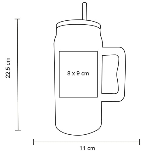 Plantilla con medidas y área de impresión de Termo Tank