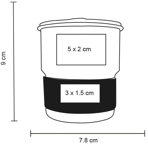 Plantilla con medidas y área de impresión de Vaso Drip