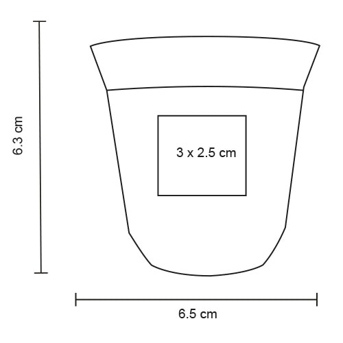 Plantilla con medidas y área de impresión de Taza de Café Espresso