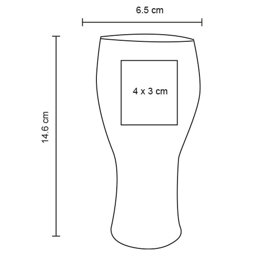 Plantilla con medidas y área de impresión de Vaso Totem