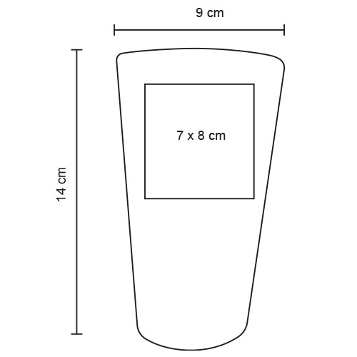 Plantilla con medidas y área de impresión de Vaso Citrus