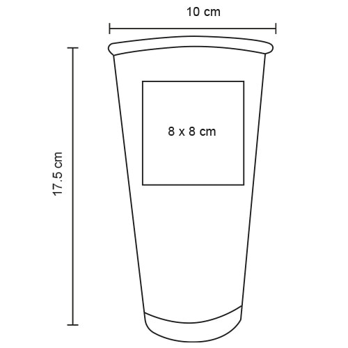 Plantilla con medidas y área de impresión de Vaso Cromatic