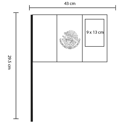 Plantilla con medidas y área de impresión de Bandera para Auto Banderazo