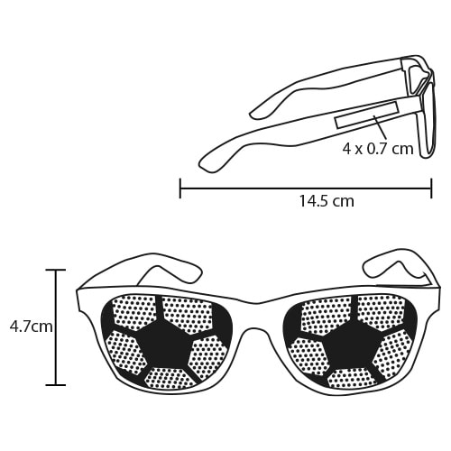 Plantilla con medidas y área de impresión de Lentes Karim