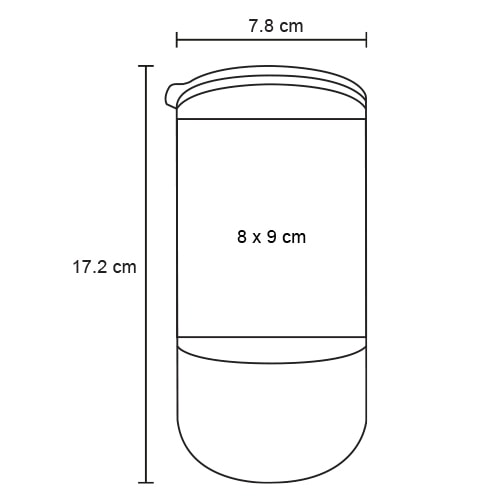 Plantilla con medidas y área de impresión de Termo Rocket
