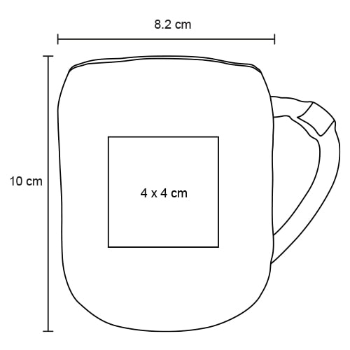 Plantilla con medidas y área de impresión de Taza Canela