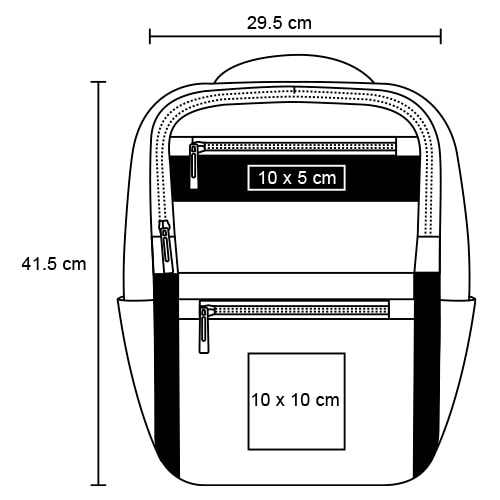 Plantilla con medidas y área de impresión de Mochila Expedition
